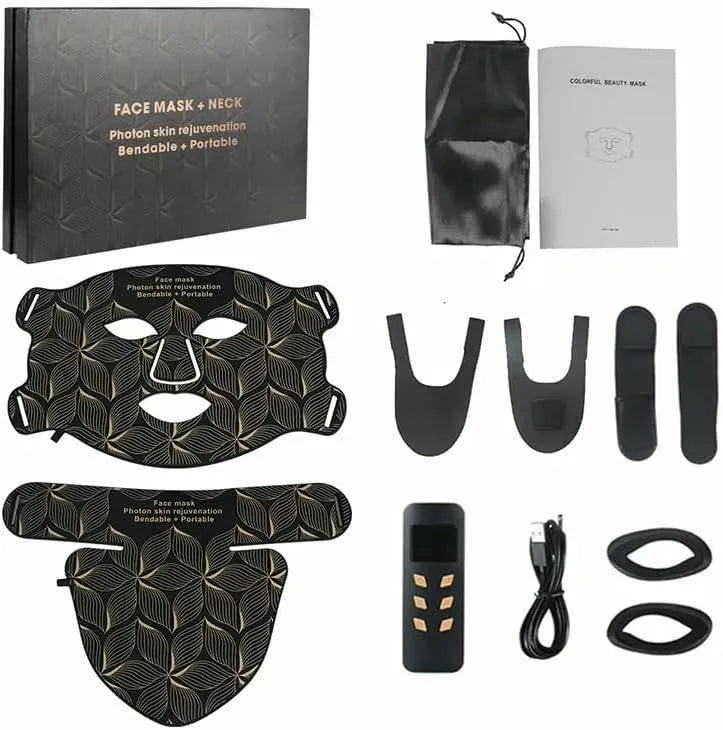Led Mask ha Effetti Di Ringiovanimento, Maschera facciale in silicone a LED dotato di collo 8 colori maschera in silicone- Maschera Led per Viso &