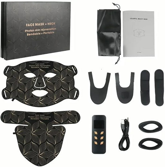 Led Mask ha Effetti Di Ringiovanimento, Maschera facciale in silicone a LED dotato di collo 8 colori maschera in silicone- Maschera Led per Viso &