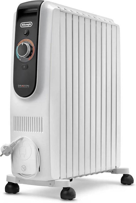 De'Longhi TRD51025 Termoventilatore, 2500 W, portatile, bianco, 12 Livelli di Riscaldamento, 10 Elementi