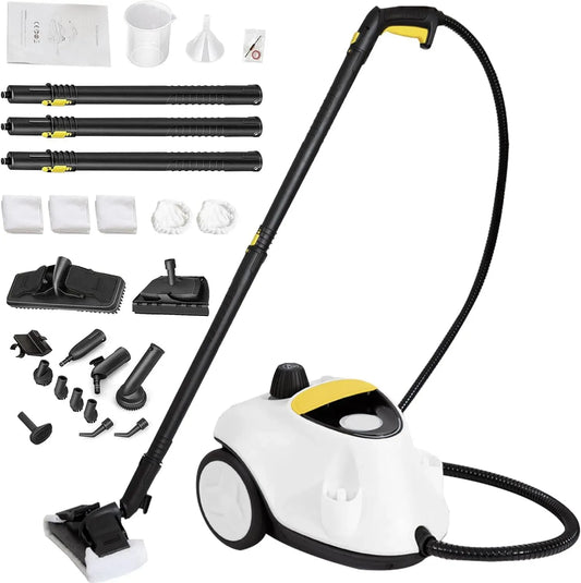 Pulitore a vapore, 2,1 L, 2100 W, ampio serbatoio, uso su pavimenti, cucina, auto, finestre e divano, bianco, Pressione 5 bar, per Tappeti
