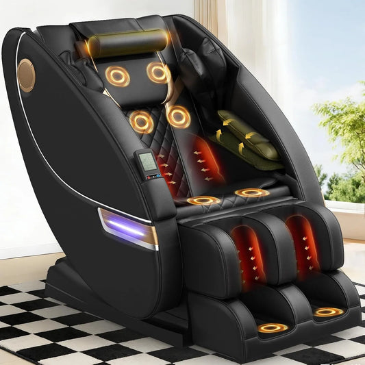 Poltrona relax con massaggio, Bluetooth, riscaldamento lombare e delle gambe, 14 punti massaggianti e 8 airbag, altoparlante Bluetooth