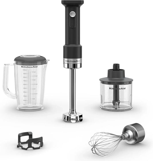 KitchenAid KHBRV05BM Frullatore, mixer da cucina, accessori, Frullatore a immersione senza fili con accessori