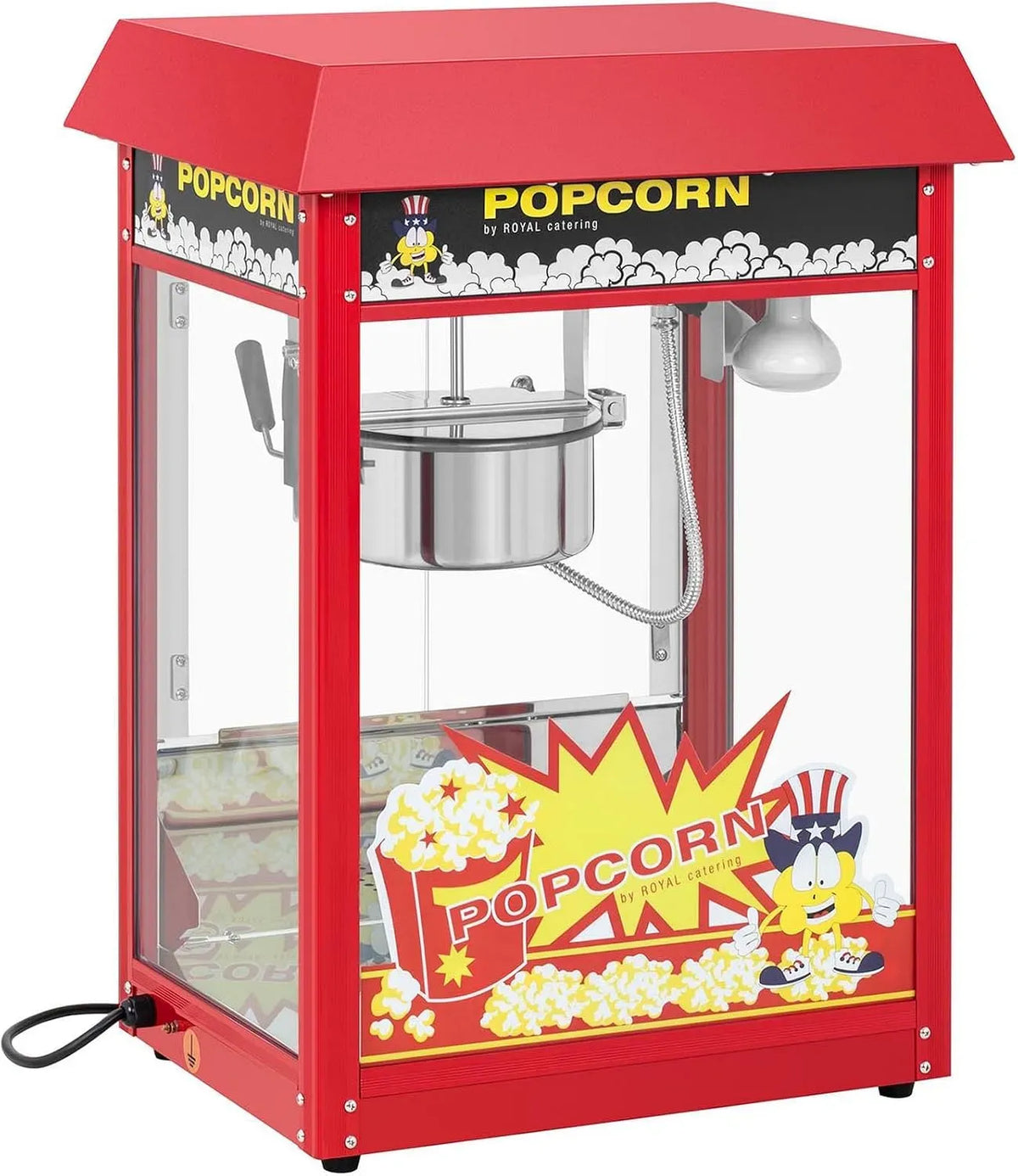 Macchina per popcorn, 1500 W, ristorazione, 2 zone di temperatura, rosso, per popcorn in stile retrò