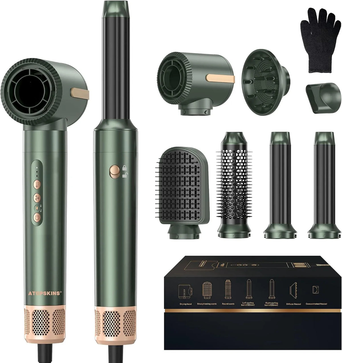 Spazzola, per Arricciatura, 7 in 1 Asciugacapelli Hair Styler Atopskins 110000 giri/min Spazzola Asciugacapelli Multifunzione