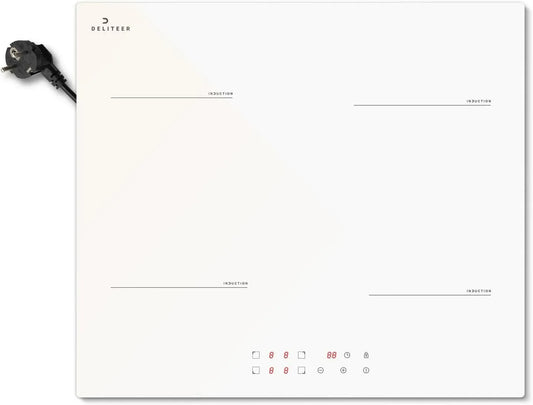 Piano cottura a induzione, 60CM, 4 fuochi, 3500 W, 220 V, piastra a induzione, touch, da incasso, bianco, Funzionamento Touch