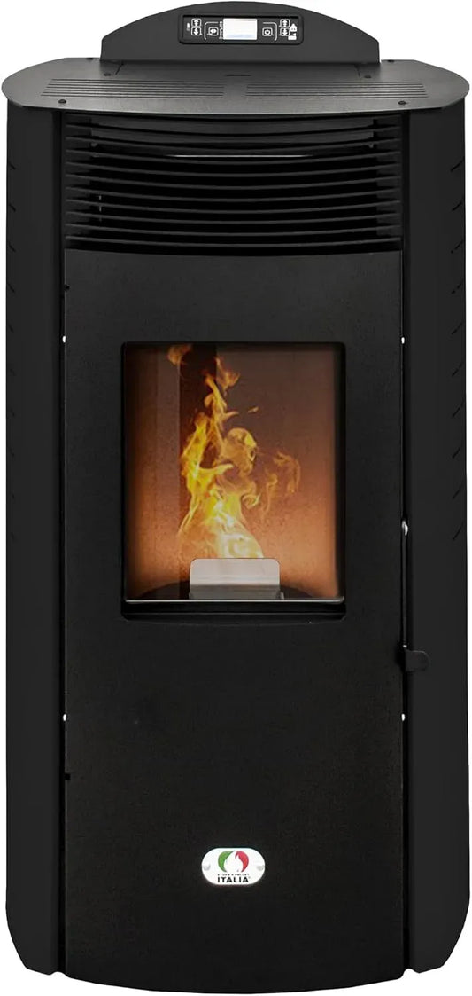 30H A PELLET ITALIA Siberia Aria New 18 KW Doppia Canalizzazione, Stufa ad Aria Ventilata Efficienza 91% Scalda 180m² Autonomia Programmabile 5
