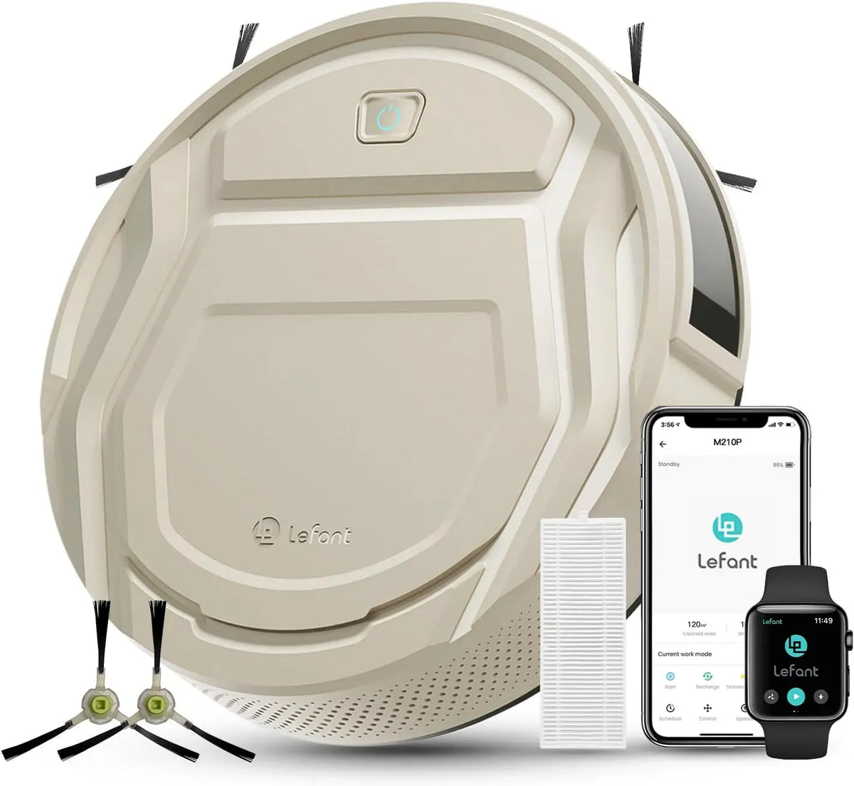Google M210 Robot aspirapolvere, Google Assistant, Alexa e Siri, Potenziamento Tappeto Ideale per Animali Domestici, 2200Pa Aspirazione, 120 Minuti